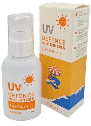 Солнцезащитное молочко deoproce uv defence mild sun milk spf50...