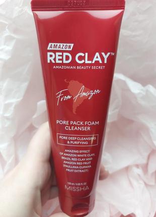 Missha amazon red clay pore pack foam cleanser пенка для умывания