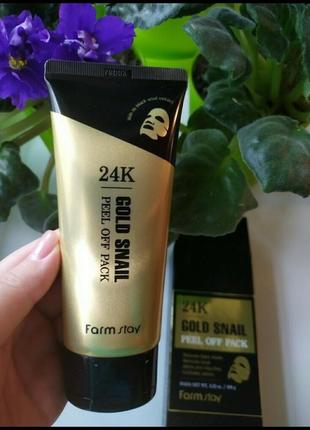 Скидка, farm stay 24k gold snail peel off pack маска плівка дл...