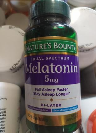 Natures bountu melatonin 5 mg подвійний спектр, мелатонін, 5 м...