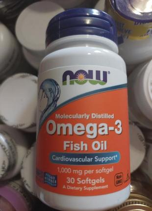 Рыбий жир с омега-3, 500 мг, 30 капсул now foods  omega 3