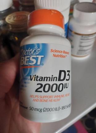 Doctor’s best, витамин d3, 2000 ме, 180 мягких таблеток