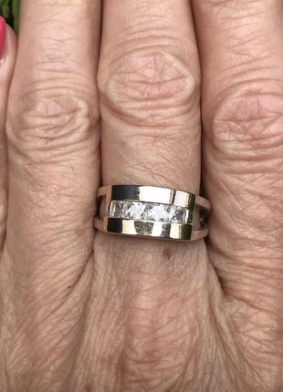 Кольцо серебряное с золотом 140к, 18.5 размер