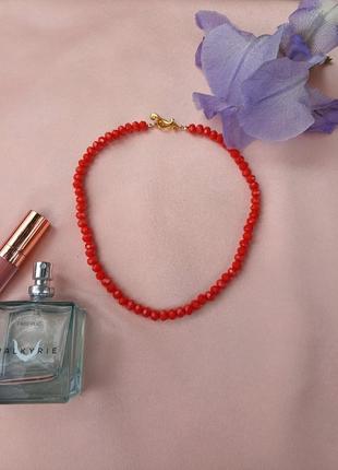 Ожерелье чешское хрусталь цвет оранжевый коралл