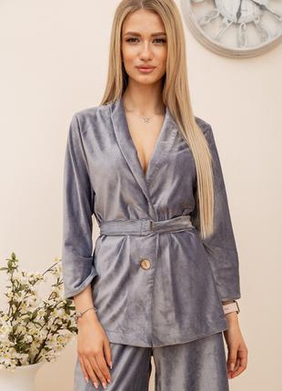 Женский велюровый пиджак цвет серый размер 36-38 FA_001555