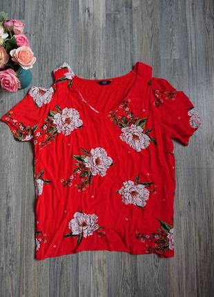 Красивая женская блуза в цветы блузка блузочка футболка р.46/4...