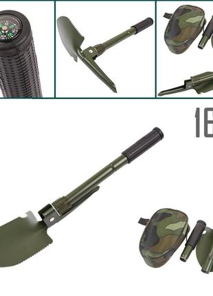 Зеленая универсальная тактическая лопата 5в1 с чехлом - идеаль...