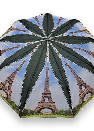 Зонтик полуавтомат с Эйфелевой башней на 9 карбоновых спиц #03...