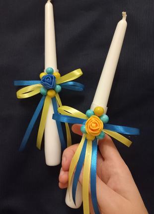 Свадебные свечи для венчания "Патриотические", в украинском стиле