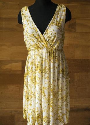 Платье в греческом стиле с цветочным принтом h&m, размер xs