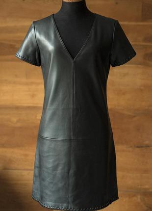 Чорна шкіряна сукня міні жіноча zara, розмір xs