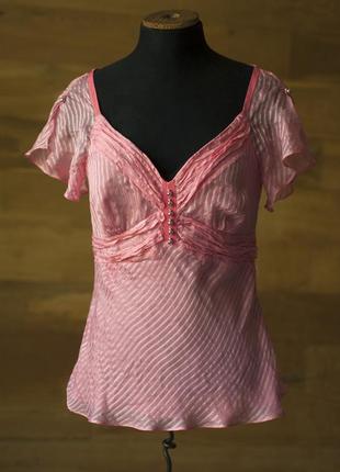 Шелковая розовая блузка с коротким рукавом женская karen mille...