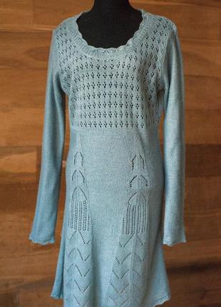 Женское вязаное платье нежного бирюзового цвета ellos, размер m