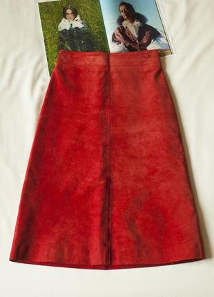 Замшевая юбка терракотовая миди женская review, размер xs