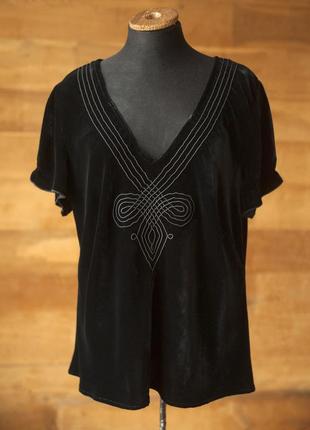 Чорна оксамитова блузка з коротким рукавом жіноча john lewis, ...