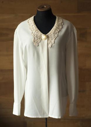 Белая винтажная австрийская женская блузка vienna, размер m