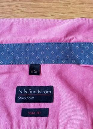 Розовая стильная рубашка хлопок nils sundstrom