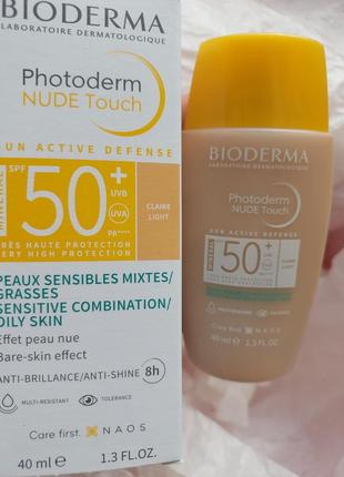Bioderma photoderm nude touch spf50+ сонцезахисний крем для об...