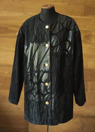 Батальная черная винтажная женская замшевая куртка c&a, размер...