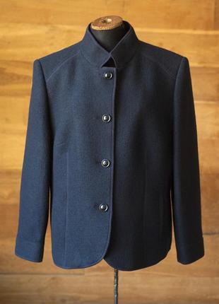 Темно синий шерстяной винтажный пиджак женский basler, размер ...