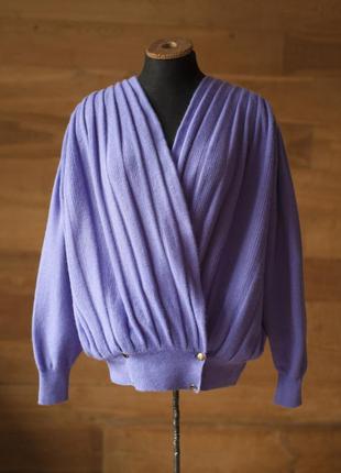 Сиреневый ангоровый винтажный женский кардиган firenze, размер xl