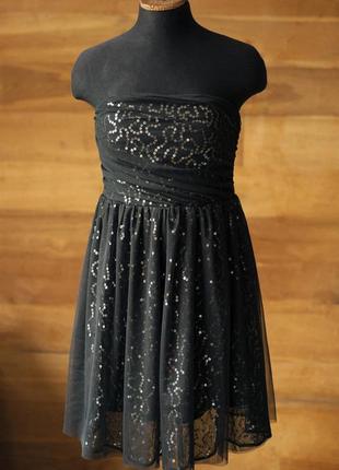 Вечернее черное платье с пайетками мини женское united colors ...