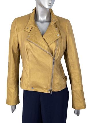 Женская золотистая кожаная куртка косуха от karen millen