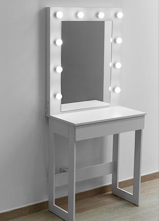 Туалетний стіл трюмо макіяжне дзеркало з підсвіткою білого кольор