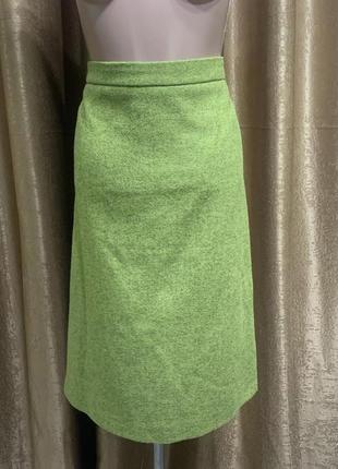 Теплая шерстяная салатовая юбка миди Pure Quality British  2xl 3x
