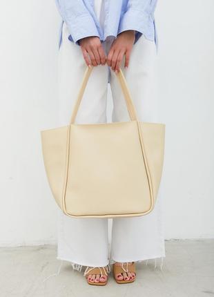 Женская сумка тоут бежевая сумка бежевый шопер шоппер хобо