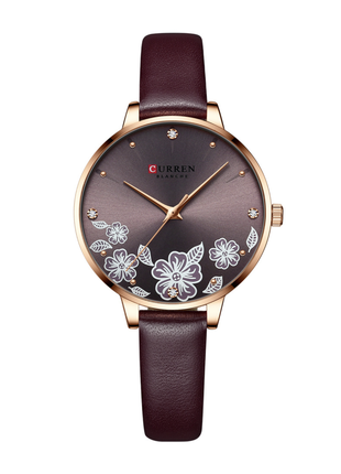 Женские часы Curren Blanche с цветами искусственная кожа Шоколадн