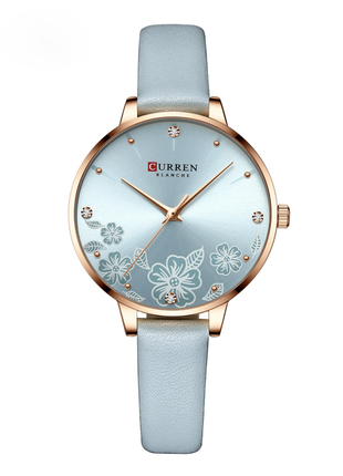 Жіночий годинник Curren Blanche з квітами штучна шкіра Блакитний