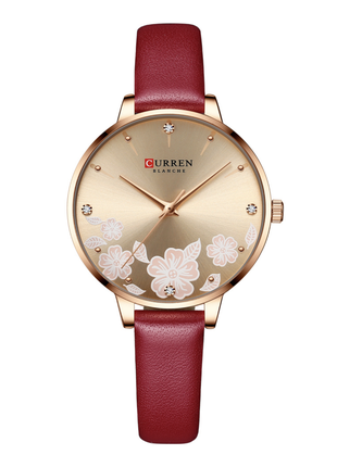 Жіночий годинник Curren Blanche з квітами штучна шкіра Червоний