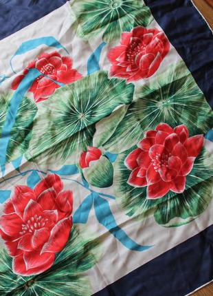 Ярчайший платок в цветы шелковый люкс бренд lanvin paris