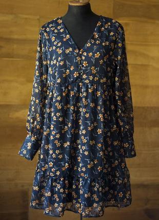 Темно синее шифоновое платье в цветочек женское jdy, размер s