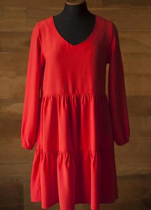 Красное платье с длинным рукавом миди женское sublevel, размер...