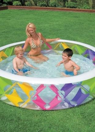 Круглый бассейн для семейного отдыха с надувным дном Intex 564...