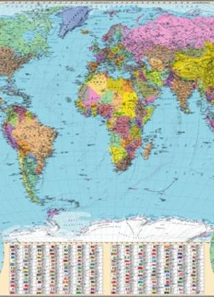 Політична карта світу М1:32 000 000 (картон/планки) укр. мова