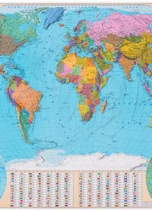 Політична карта світу, М1:32 000 000, карта стінна, 110х77 см,...