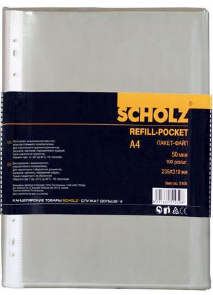 Файл "Scholz" A4 5105 прозорі 50мк (за 100шт), шт
