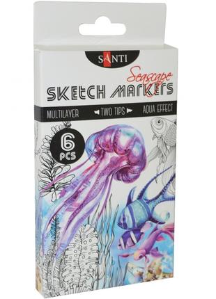 Набір маркерів "SANTI sketch" 6шт 390567 "Seascape"