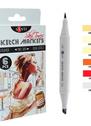 Набір маркерів "SANTI sketch" 6шт 390568 "Skin Tones"