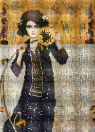 Набір з алмазною мозаїкою "Дівчина з соняшником" 40х40см