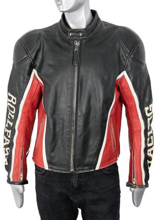 Редкая винтажная мужская мотоциклетная кожаная куртка, мотокуртка