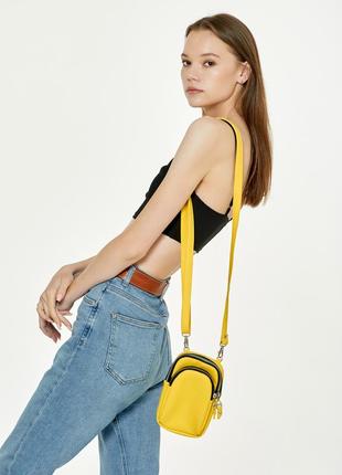 Женская сумка компактная, через плечо sambag modena - желтая