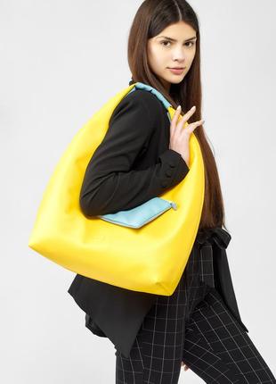 Женская сумка через плечо sambag hobo l - желто-голубая