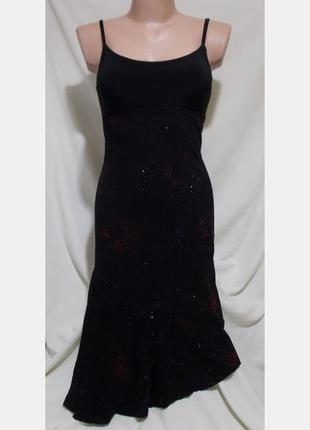 Роскошное коктейльное платье черное асимметричное узор 46р