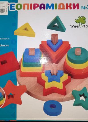 Геометрика пирамидка Limo Toy деревянными геометрическими фигу...