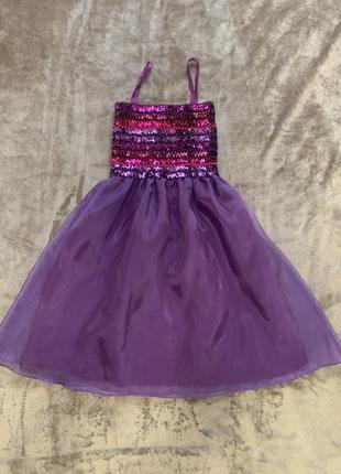 Нарядное фиолетовое платье для девочки с пайетками Tesco 5-6лет