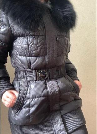 Зимняя куртка пуховик с натуральным мехом
